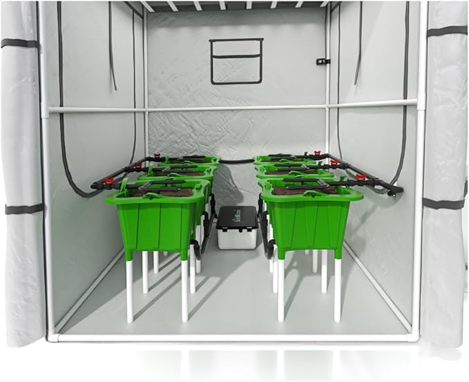 The Bucket Company 3 Gallon Grow System for Plants | 2-in-1 Top Feed Watering System Bucket Kit Works with Drain to Waste &amp Recirculating Gardening Applications (6 Buckets) (Green)