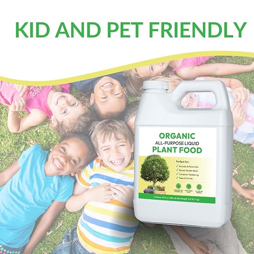 Organic All-Purpose Liquid Plant Food - Use on All Outdoor Plants: Flower Beds Vegetable Gardens Container Gardening | Concentrated Liquid Fertilizer Alternative (32oz 2 Pack Mixes to 64 Gallons)