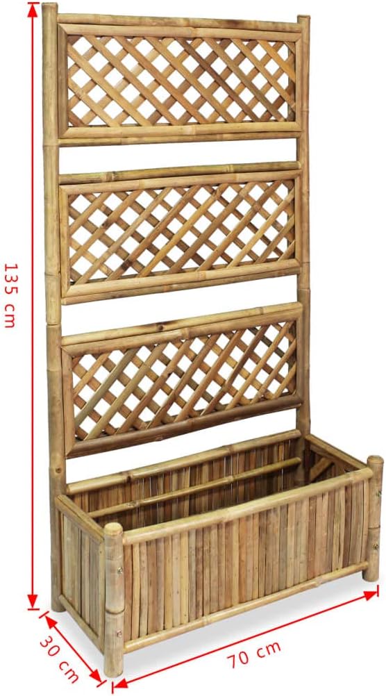 Wooden Garden Planter with Trellis Lattice Panels Freestanding Wood Plant Raised Bed for Outdoor Climbing Planting Yard Patio Decoration Acacia Wood