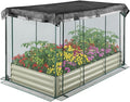 Galvanized Raised Garden Bed with Cover and Shade Cloth Kit Open Base Design Outdoor Metal Planter Box for Growing Vegetables Vegetables8 x 4 x 1 ft