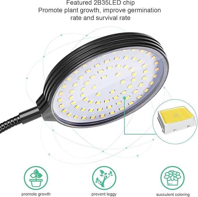Fafeicy 60W LED Plant Grow Light On Grow Lamp Flexible 360° Bendable 5 Dimmable Modes 3 Fill Light Modes USB Powered with Design for Indoor Outdoor Plants