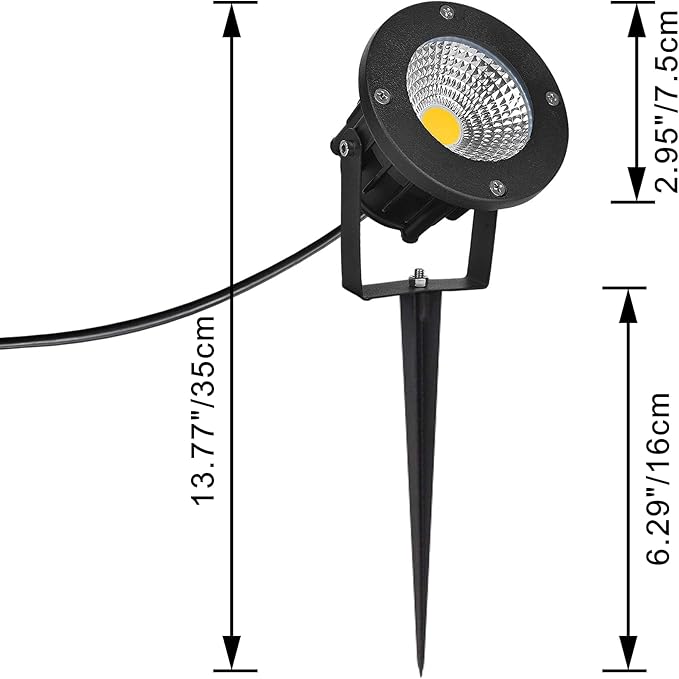Kiven IP65 Waterproof LED Landscape Clamp Light Black Decorative Spotlight Lamp with Plug-in Cord and Timer for Indoor Outdoor Yard Garden Step Statue LED Lawn Light (5W Cool White)