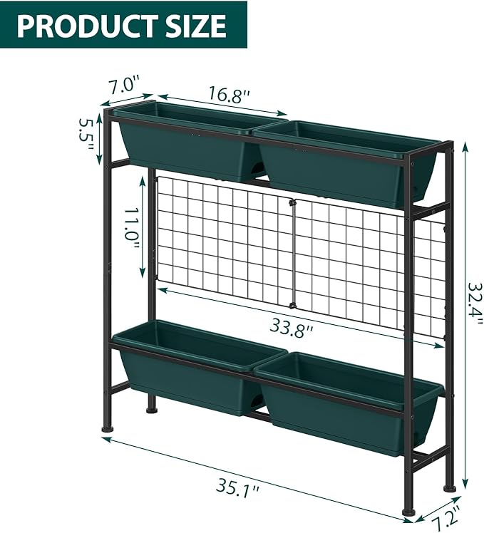 OYEAL Raised Garden Bed with Legs &amp &amp Trellis 32 Tall Vertical Herb Garden Planter Indoor Outdoor Elevated Flower Beds for Gardening Vegetables Herbs Patio Balcony Backyard Green