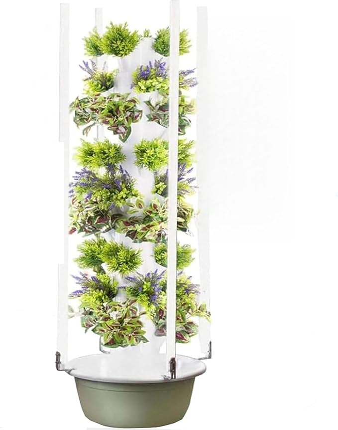 Outdoor Hydroponic Tower Hydroponics Growing System Kit with LED Grow Lights Indoor Vertical Tower System Kit for Green Vegetables and Fruits for Herbs Fruits and Vegetables7Layers/28Pots