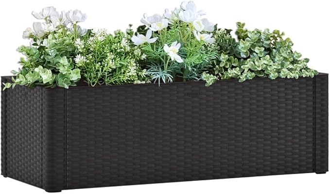 Garden Raised Bed with Automatic Watering System AnthracitePlant Stand Outdoor Garden Box Garden Planter Box Outdoor Patio Growing Herbs Vegetables Flowers Raised Garden Bed 39.4x16.9x13
