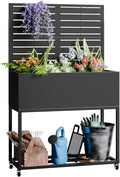 Metal Planter Box Multi-Functional &amp Easy to Assemble 55 H x 35 W Raised Garden Bed for Climbing Plants Elevated Standing Garden Planter with Drainage Holes for Outdoor Patio Black