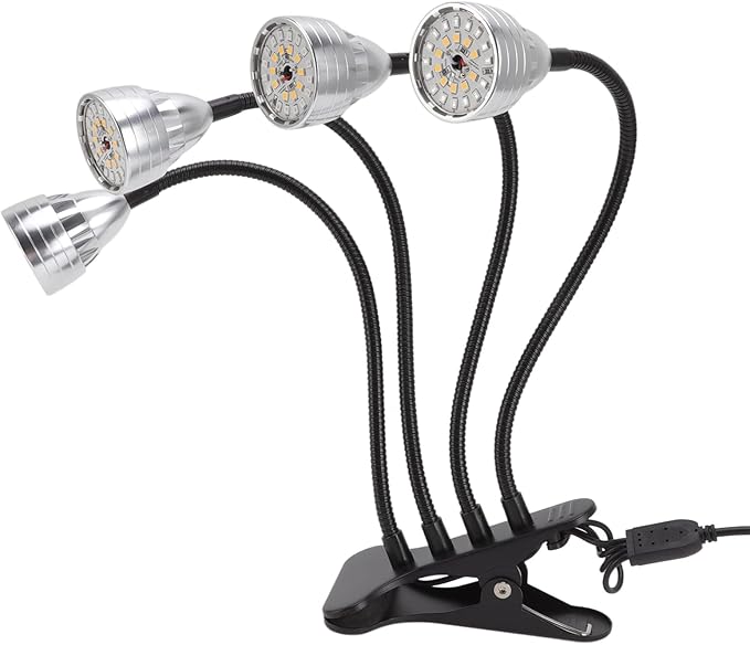 LED Grow Aluminium Alloy Light 4 Heads Bendable Adjustable USB Plant Light with Clip for Indoor - Full Plant Lights for Indoor Growing Light Grow Plants