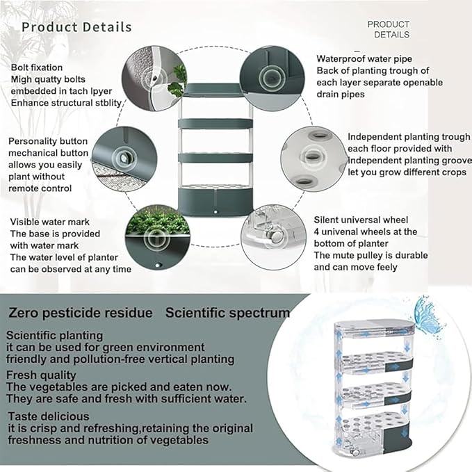 Indoor Garden Hydroponic System Kit 48 Pods Indoor Gardening System with LED Grow Light 4-Layer Herb Garden Planter Indoor Kit Large Hydroponic Growing System for Plants Herb Vegetable(Color:White)