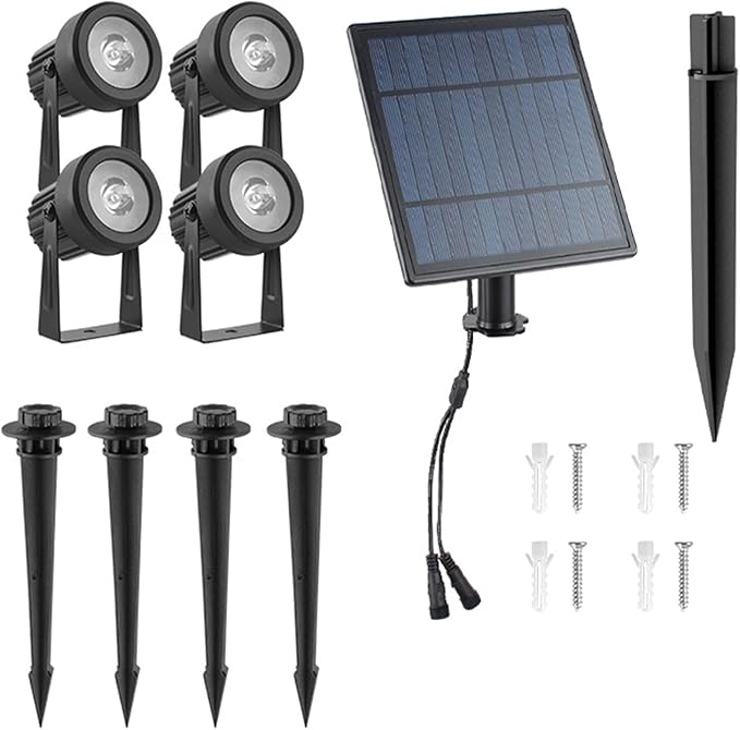 Solar Spot LightsOutdoor Landscape Lights Dusk to Dawn Solar UplightsIP65 Waterproof Outdoor Spot Lights for Yard Pathway Garden Tree Decoration (Warm White)