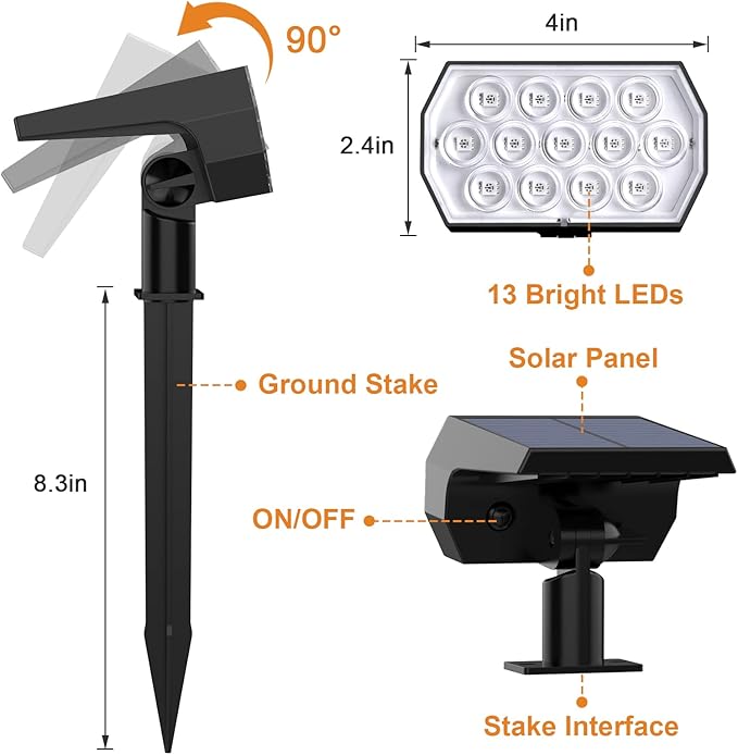 Solar Spot Lights Outdoor Color Changing[7 Modes/4 Pack] Christmas IP65 Waterproof Landscape Spotlights Dusk to Dawn Solar Powered Security Light for Patio Gate Walkway Pool Garden Yard Driveway