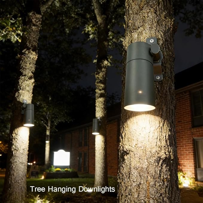 Arrownine Low Voltage Landscape Lighting Tree Hanging Down Lights Moonlighting Outdoor Soffit Lighting Wall Mount LightReplaceable MR16 LED Bulb Warm White Brass Material