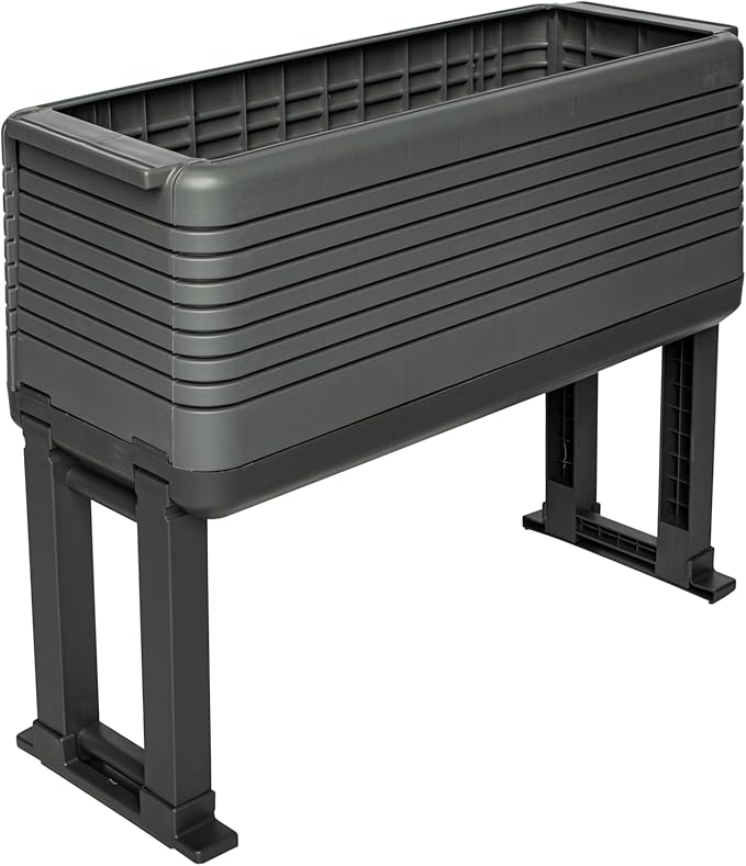 NuVue Modular Garden Planter 2-Pack Set - Innovative Planter Boxes for Indoor and Outdoor Gardening with Configurable Tiered Design Easy Install Gray/Gray Set of 2