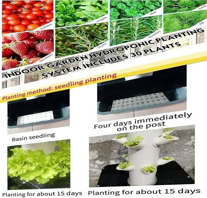 15 Floors 45 Holes Hydroponics Tower Set Hydroponic Growing Garden Hydroponic Growing Vertical TowerDetachable PP Colonization Cups FA