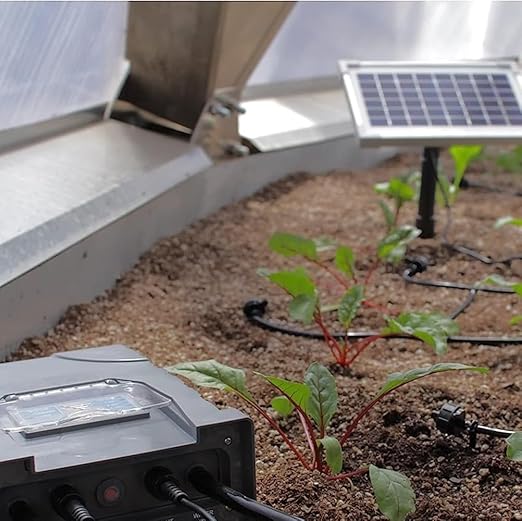 AEO Solar-Powered Automatic Watering Drip Irrigation System 50 Drippers 155 ft for Balcony Greenhouse Raised Garden Bed