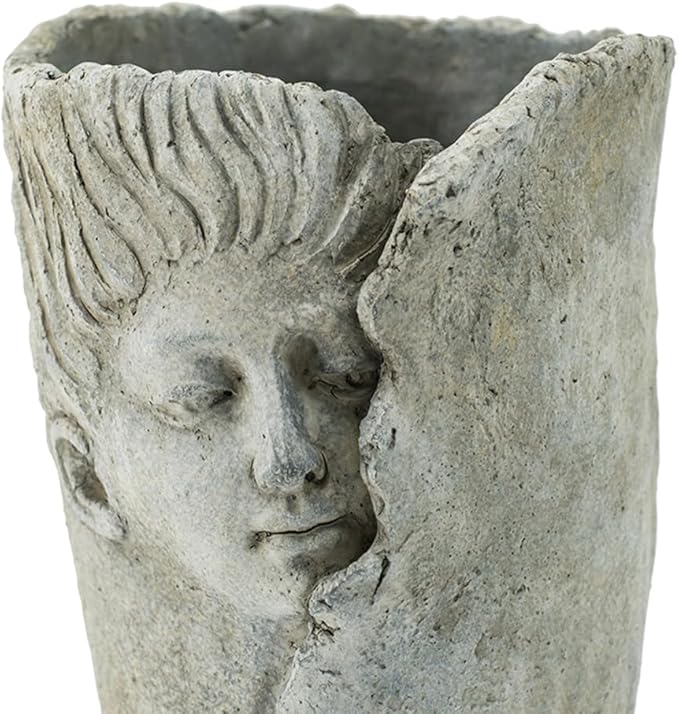 Set of 2 6.5x6x8.5 Sleep Face Accent Planter