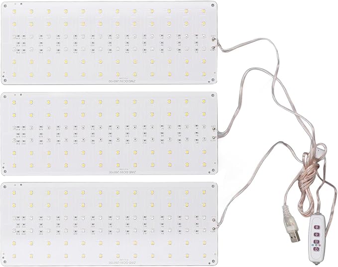 LED Plant Growth Lamp Dimmable Full Spectrum Indoor Grow Light USB 5V Greenhouses (3 Heads)
