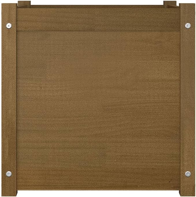 Honey Brown Solid Pinewood Garden Planter 19.7 inch Square Outdoor Raised Garden Bed for Flowers Herbs Vegetables Terraces Balconies Patios
