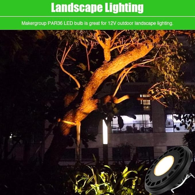 PAR36 LED Landscape Light Bulb 10W 12V Low Voltage Lighting Waterproof Spotlight for Outdoor Yard Tree Light In-Ground Well Light Warm White 2700K-3000K