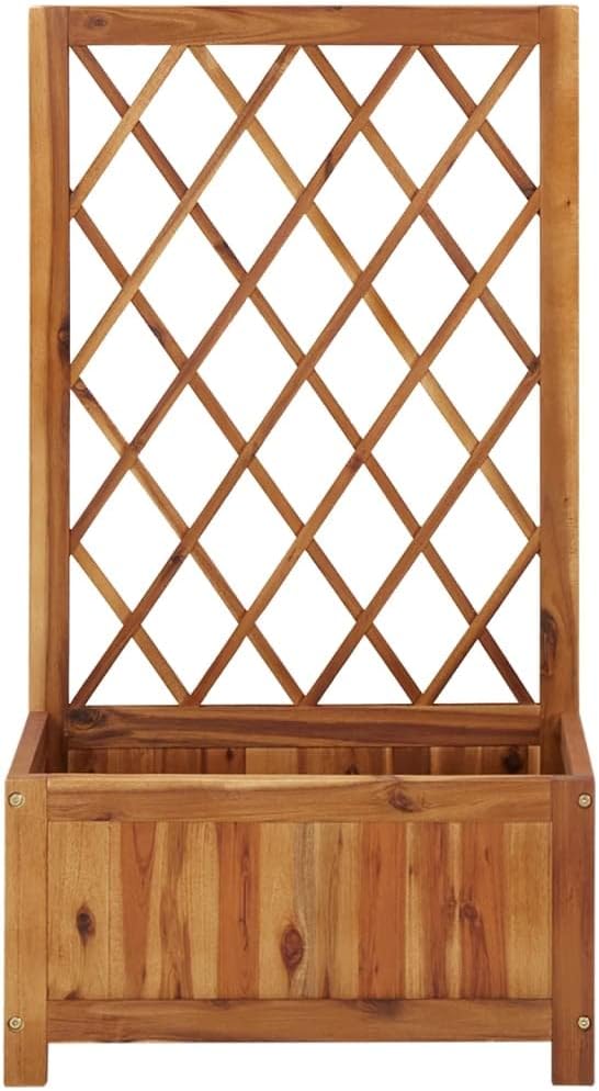 Garden Raised Bed with Trellis Outdoor Wooden planters Garden planters for Growing Vegetables Flowers Herbs and Succulents Solid Acacia Wood