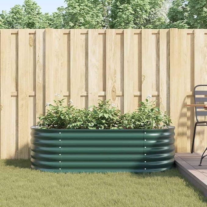 Steel Planter Raised Bed Metal Flower Box Planter Raised Beds Outdoor Garden for Planting Fruit 63x31.5x17.3 Green -746