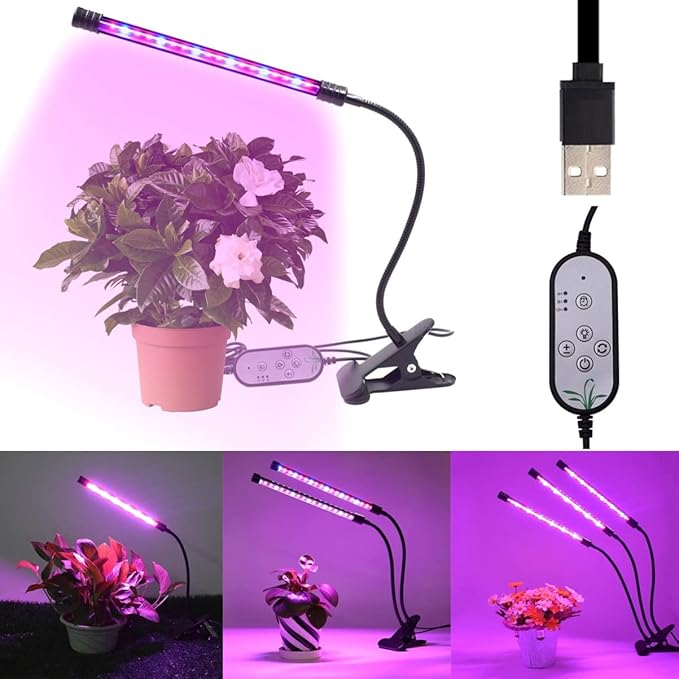9w Adjustable Gooseneck Led Grow Light Single Head Timing Function for Indoor Plants Hydroponic Greenhouse Vegetable Garden