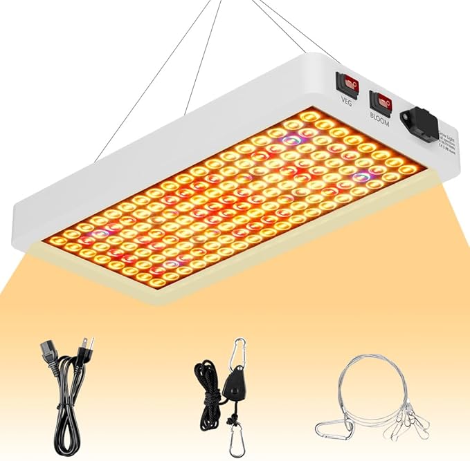 500Watts Equivalent LED Plant Light Full Spectrum Grow Lamp 100-277V Sunlight Indoor Greenhouse Tent Hydroponic Lighting Vegs/Bloom 2Modes Dimming Seed Growth Lights for Vegetable Flower Fruit Cactus