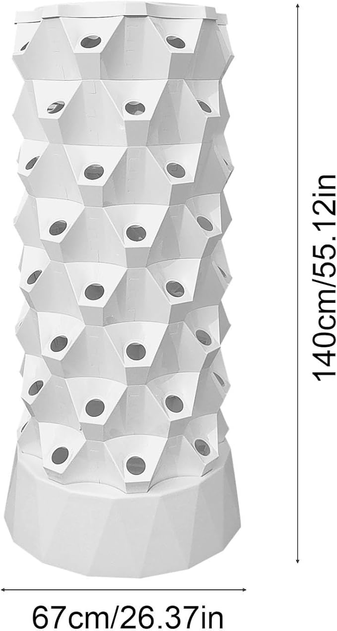 Vertical Hydroponic Garden Tower64 Slots Hydroponic Vegetable Tower with Water Pump - Flower System for High-Rise Building Apartment