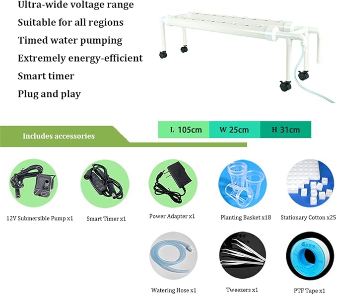 Hydroponics Growing System Kit Balcony-Type Hydroponic Vegetable Growing MachineSingle-Layer Hydroponic Planting RackPVC-Pipe Hydroponic Garden Plantingfor VegetablesFruitsHerbB