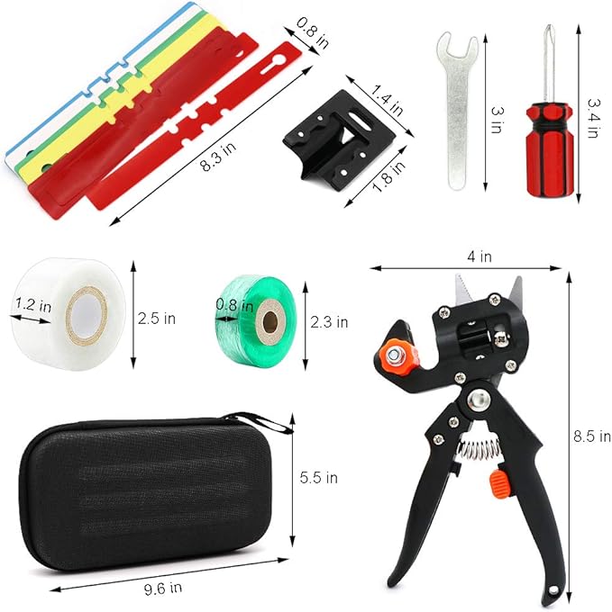 Garden Grafting Tool Kits ZALALOVA 2 in 1 Pruning Tools Including Grafting Knife Replacement Blades Grafting Tapes Rubber Bands and Labels for Plant Branch Vine Fruit Tree Cutting