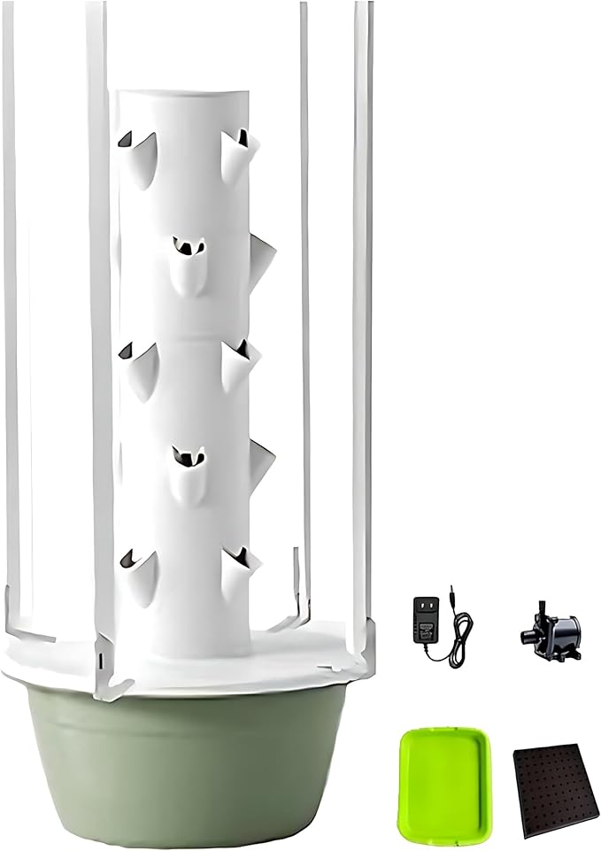 Hydroponics Tower Space-Saving Hydroponic Planter Golden Ratio Hole Layout 20/28/36 Planting Holes Circulating Fresh Water no Foul Water for Fruits and Vegetables Withlights-5Layer
