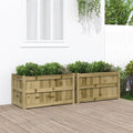 2pcs Wooden Garden Planter Box Outdoor Flower Box Wood Flower Boxes for Outdoor Plants Raised Garden Bed Planter Box Impregnated Wood Pine-283