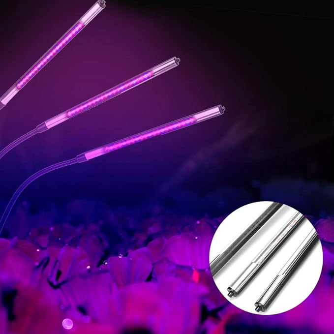 Topyond 27W 3 Tube USB LED Grow Light Clip Base Full Spectrum for Vegetable Flower Plants Indoor Growing