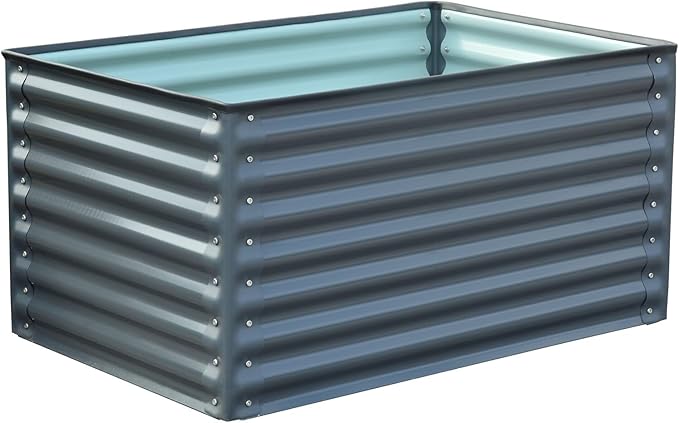 Hanover 59-in. Open-Base Raised Garden Bed for Flowers Herbs and Vegetables Constructed with Galvanized Steel Weather Resistant Gardening Box Metal Planter Perfect for Protecting Plants
