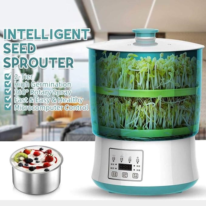 3 Tier Household Intelligence Bean Sprouts Machine +Large Capacity Thermostat Green Seeds Growing Automatic Bean Sprout Machine