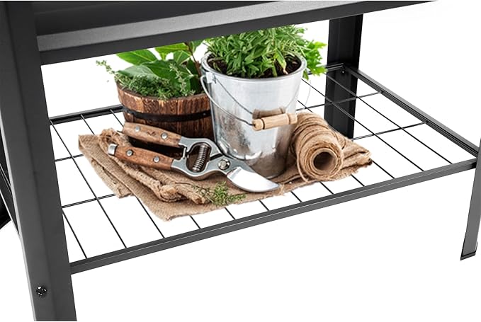 Raised Garden Bed with Legs and Shelf 2pcs 32x20x31.5 Elevated Metal Planter with Legs for Outdoor Vegetables and Herbs Standing Raised Beds for Balcony Patio Lawn and Backyard