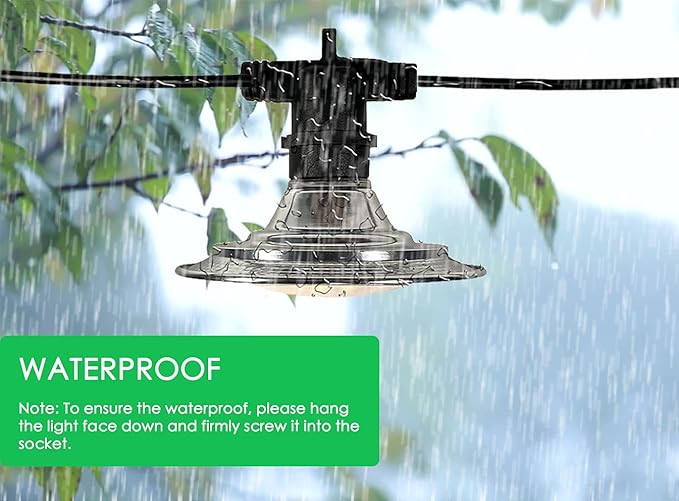 Outdoor Grow Light String for Greenhouse Plants Waterproof 44FT(12 Lights) 110V Plug Daisy ChainFull Spectrum Waterproof Grow Lights for SeedlingVegFlower of Garden Backyard Farm