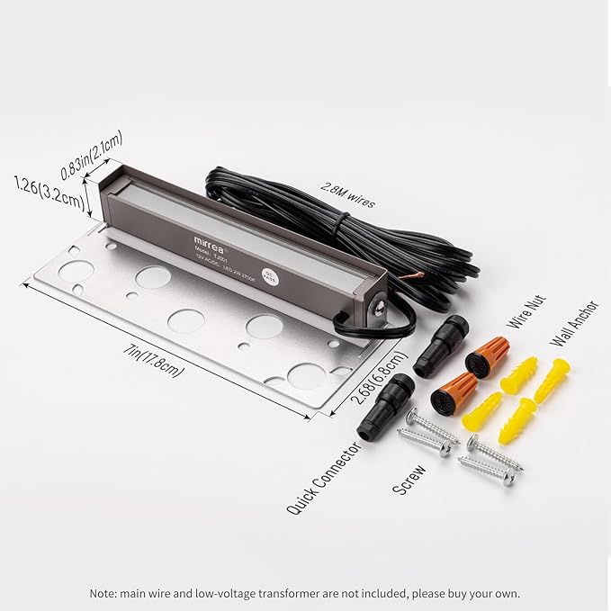 mirrea 7 Outdoor Hardscape Lighting Low Voltage Retaining Wall Lights Step Lights 12V 2W LED 2700K Warm White Pack of 8