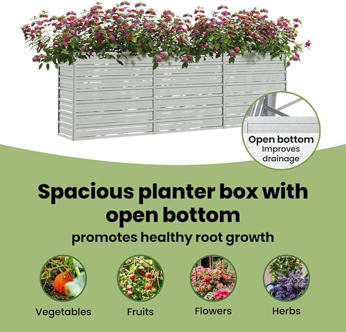 vidaXL Galvanized Steel Raised Bed - Large Durable Outdoor Garden and Patio Planter - Suitable for DIY Gardening Plants Vegetables Herbs and Flowers - Easy Assembly