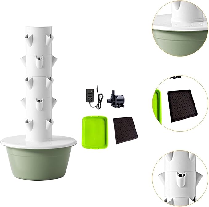 MYCENSE Hydroponic Tower Hydroponics Growing System Kit High Yield Gardening Pots Vertical Planter Plant Germination Kit for Peppers Green S
