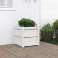 Solid Pine Wood Garden Planter Raised Bed for Flowers Vegetables Herbs White Painted Balcony Patio Fencing Garden Walls