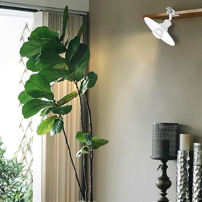 Clip Mount 5.9Ft Plug in Timing Cord Plant Light Full Spectrum White Light White Base White Metal Lampshade Adjusted Angle Simple Clamp Light for Indoor Plants