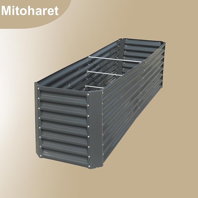 239 Gallons 8x2x2Ft Outdoor Metal Raised Garden Bed Flower Box Gray for Various Growth Conditions for Outdoor Vegetable Flowers Fruit Suitable