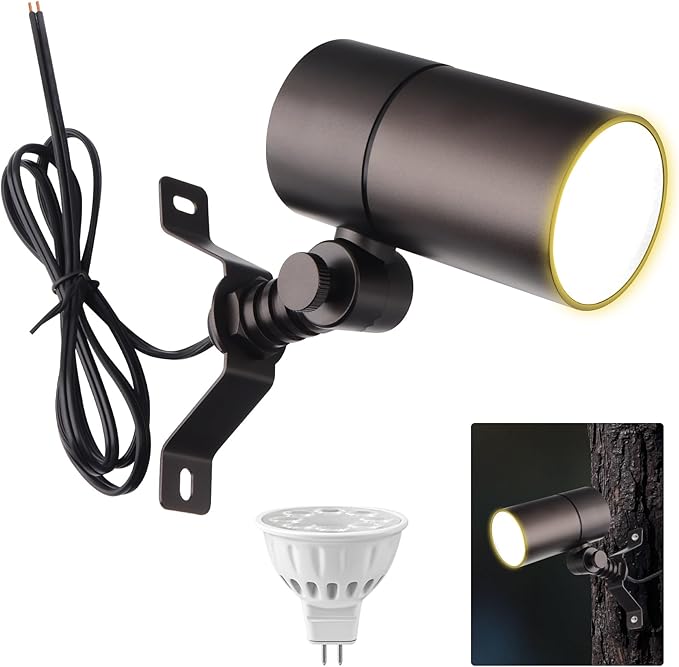 Cheopha 12V Outdoor Low Voltage Landscape Down Light Replaceable 5W MR16 LED Bulb (2700K Warm White) IP65 Waterproof Aluminum Spotlight for Tree Garden Lawn and Yard Lights 1-Pack