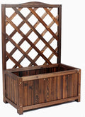 Generic Wood Planter Raised Bed with Trellis Outdoor Natural Wooden Garden Bed Planter Box Kit for Vegetables Herbs Flowers Tomato And HerbsNatural60x35x90cm