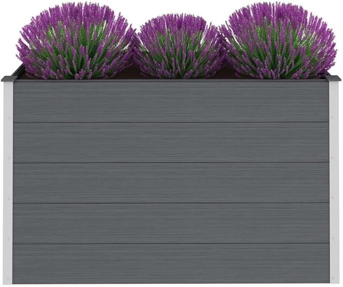 Garden Raised Bed WPC Planter Boxes Outdoor Garden Bed Outdoor Gardening and Planting Ideal for Vegetables and Plants 59.1x19.7x35.8 Gray