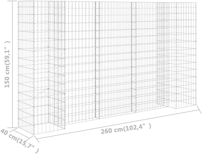 H-Shaped Large Steel Wire Gabion Planter Silver Weathered Finish Outdoor Garden Planter for Raised Bed Patio and Balcony Decor