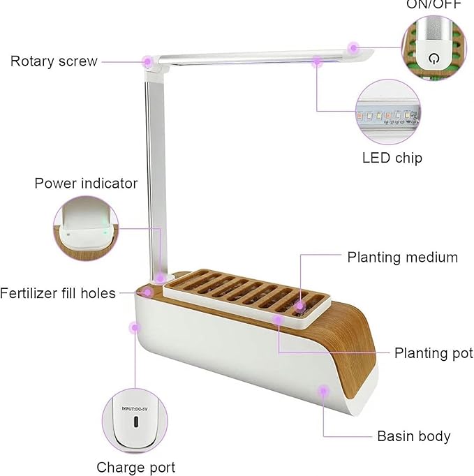 System of Hydroponic Culture for Interiors Cultivation Lights of Interior Plants Adjustable to 180 Degrees Automatic Filling Light Interior Cultivation Herbs Gardening Gifts
