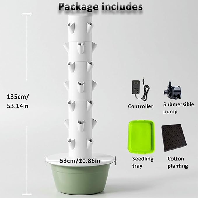 Hydroponics Growing systemvertical Farming Tower Outdoor hydroponic System for Gardening Lover Indoor Herbs Fruits and Vegetables-
