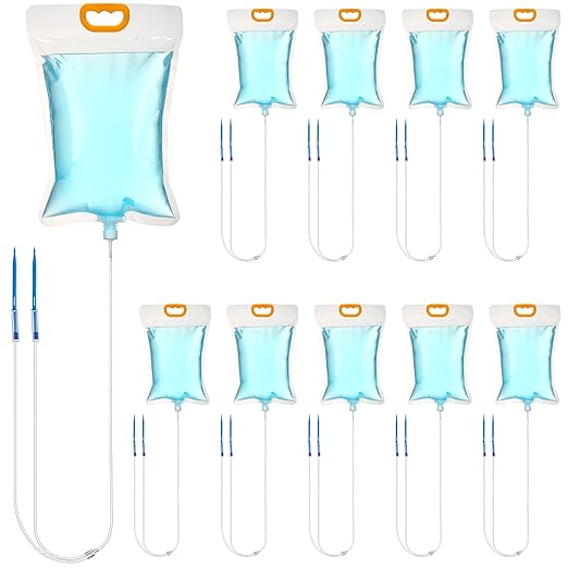 Plant Water Bag Automatic Plant Watering Drip Irrigation Kit with 3.5 L Water Bag and Adjustable Control Valve Switch Automatic Drip Irrigation Kits for Indoor Outdoor Garden (10 Pieces)