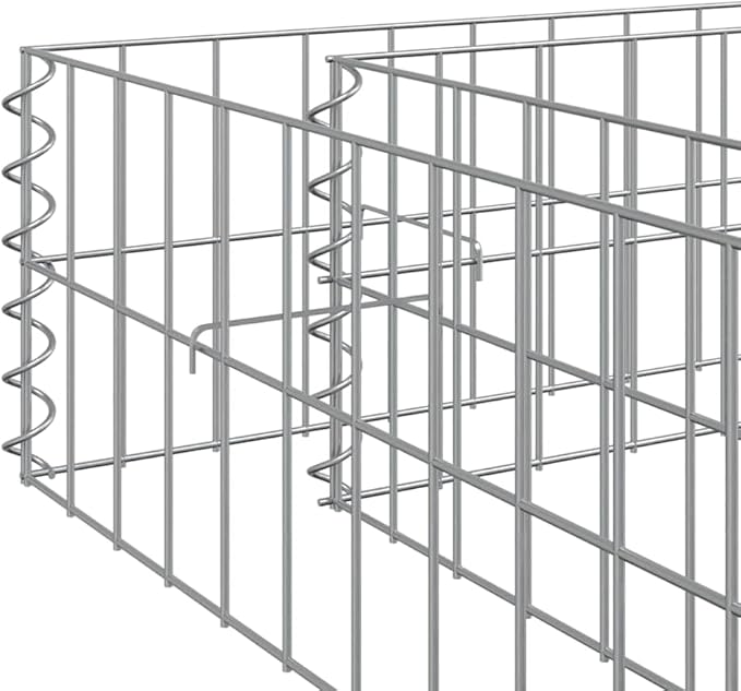 Gabion Raised Bed Silver Galvanized Steel Large Heavy Duty Rectangular Planter Box for Outdoor Plants 78.7x39.4x7.9 Inches Garden Bed